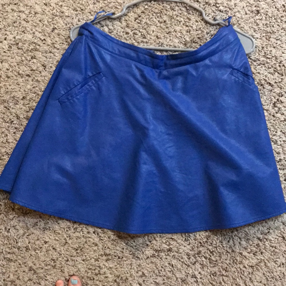 Cobalt Blue Leather Skirt!